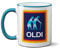 Oldi Mug- Birthdays Christmas Funny Gift Presents Celebration Novelty Old Large Heavy Duty Handle Dino Coated Dishwasher/Microwave Safe Sublimation Ceramic (Blue Handle Prime)