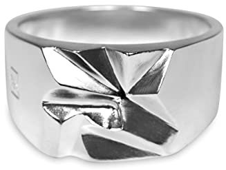Herren Siegelring Silber aus 925 Sterling Silber massiv handverarbeitet eckig matt modernes Design | Herrenschmuck aus Deutschland inkl. Geschenkbox (Zacken, 60)