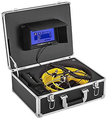 VEVOR Tuyau Caméra 20 m, Appareil-Photo d'inspection IP68, Boîte à Outils Portable, Serpent Moniteur 6 Heures sur Une Seule Charge Vidéo Industrielle d'Inspection Vision de Nuit Support d'Endoscope