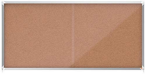 Nobo, Vitrine d'intérieur, Certifiée NF Collectivité et Education, Fond liège, 27xA4, 1997x967mm, Porte coulissante, Gamme Premium Plus, 1915333