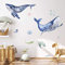 WANDKIND WAL Ozean Wandtattoo Set | handgezeichnet | AUFKLEBER Babyzimmer | Wandsticker Kinderzimmer Schildkröte Meerestiere (100 x 100 cm)