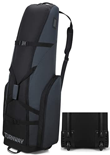 TurnWay Gepolsterte faltbare Golf-Reisetasche/Club-Tasche/Tragetasche/Koffer mit Rollen, 1800D Polyester, wasserdicht, weiche Seiten, geräumige Größe für den Transport von Golfausrüstungen (blau)