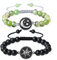 COAI Geschenkideen Partner Armbänder aus Mattem Onyx und Grünem Australischen Jade mit Sonne und Mond Charm