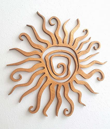 kh Teile Holz Wanddeko Sonne Spirale 20cm Wandbild Innen Außen Garten Geschenk Idee Wandschmuck Wand Deko (Bronze)