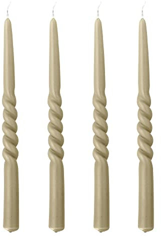 Bloomingville 4er Set Twist Kerzen in Natur/beige aus Parafin, Höhe: 30cm, Durchmesser: 2,2cm