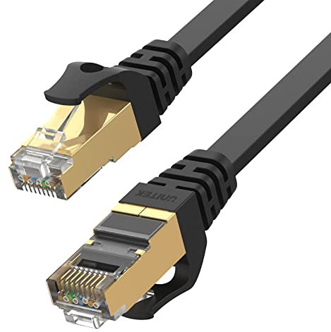 Unitek C1897BK Ethernet Flachkabel Cat.7 2 M | RJ45 vergoldete Stecker | 100% Kupferdrähte | SSTP - doppelt geschirmte Twisted Pair Struktur | Kompatibel mit 10GBaseT