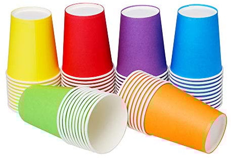 VEYLIN Paper Cups,60PCS 9 OZ Party Disposable Cups Multicolor Paper Cup for DIY and Party Supplies (Assorted Colors)