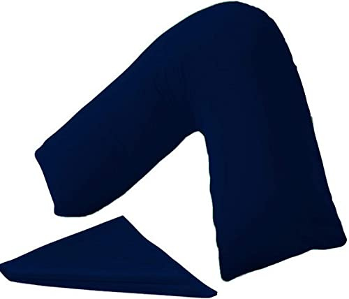 Night Zone V Shaped Polycotton Pillow Case Cover Nursing Pregnancy Maternity Orthopaedic Support PillowCase (Navy)