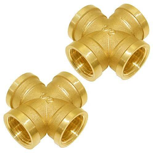 Joywayus Lot de 2 adaptateurs de raccord de tuyau femelle en laiton 1/2 NPS à 4 voies