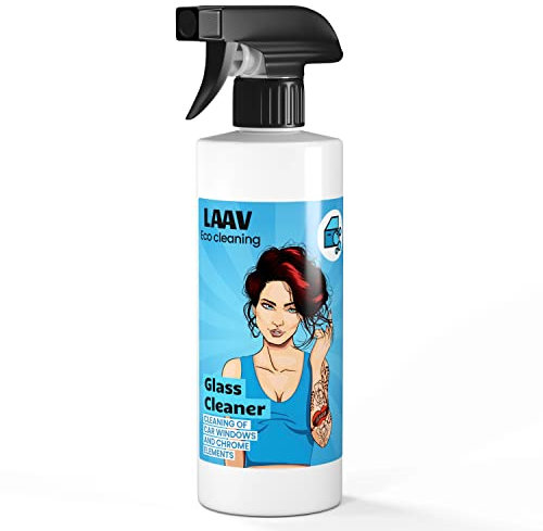 LAAV Limpia Cristales Coche Glass Cleaner (500 ml) I Limpiar Cristales Coche Interior I Limpiador de Cristales Auto I Producto para la Limpieza de Superficies Cromadas y de Vidrio en el Coche