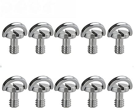 Namvo Lot de 10 vis filetées 1/4 pour appareil photo - Vis à serrage rapide - Filetage pour trépied - Vis de fixation avec anneau en D