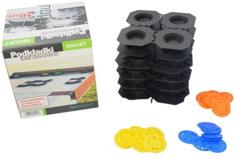 Renoplast® SMART Set Stelzlager Höhenverstellbar Terrassenkonsole Terrassenhalterung Terrassenplatten Terrassenlager verstellbar Unterkonstruktion Terrassenpad | Höhe 12mm Fugenmörtel 2mm | 1,5 m²