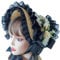 Ruarby Teas Party Sonnenhut Blumenstrohhut Lolit Strohhut viktorianische Haube Spitze Fascinator für Frauen viktorianischer Kopfschmuck viktorianischer Kopfschmuck, Schwarz