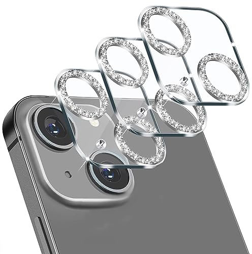IOPYKKOA Lot de 3 verres de protection pour appareil photo compatibles avec iPhone 13 mini - Anti-rayures - Dureté 9H - Transparent HD - Protection complète de l'appareil photo (diamant blanc)