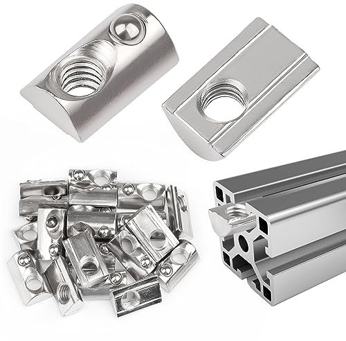 20 Stück M8 Nutenstein, T Nutensteine M8 mit Kugel, Hammerkopfschrauben M8, Stabile Nutenstein Nut 8, Profil Nutenstein, C Profil M8 für Aluprofil 40X40 Nut 8 Schmidt Systemprofile