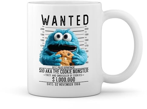 vintage monster cookies with biscuites puppets mugshot New Trend Fun Lustig Weiße Tasse Mug