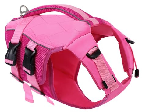 KONVINIT Schwimmweste Hund,Hundeschwimmweste,Schwimmwesten für Hunde -Dog Life Jacket für Kleine Mittel Große Hunde zum Bootfahren,Schwimmen,Surfen,Größenverstellbar mit Griff und Reflektoren