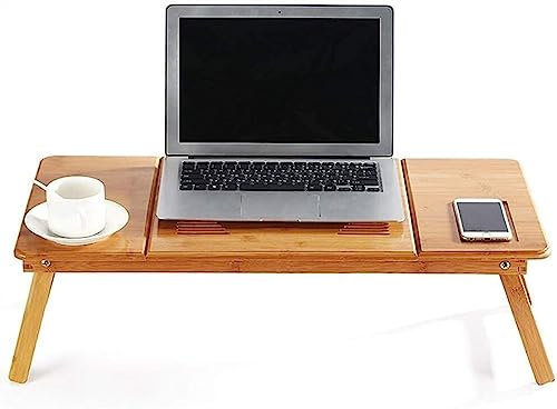 Plateau de lit for Ordinateur Portable Table de lit, Table d'ordinateur Portable en Bambou Plateau de Tour réglable lit de Grande Taille Plateau de Service Table de Petit déjeuner Bureau d'ordinateur