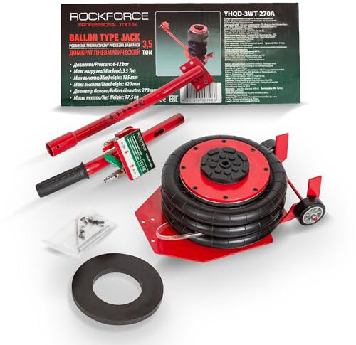 ROCKFORCE Wagenheber Pneumatischer 3,5T Hubhöhe 135-420mm Profi Rangierwagenheber Pneumatischer