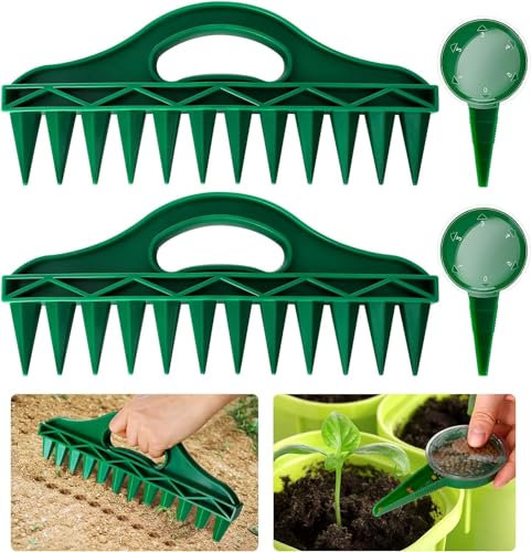 MUSLONG 4 Stück Samenspender Für Die Aussaat - Verstellbarer Garten-Handpflanzer, Sägerät-Werkzeugset, Tragbarer Handgehaltener Samenverteiler, Ideal Für Kleine Blumen- Und Gemüsesamen (4 Stück)