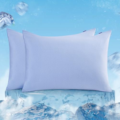 Luxear Kühlender Kissenbezug Sommer 2er, Neues PCM-Temperaturkontrolle-Material Kühlkissenschoner, Arc-Chill Q-Max 0,5 Kaltkissenbezüge für heiße Schläfer, kühlende Kissenbezüge 40x80cm-Hellblau