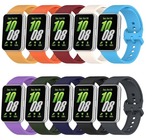 Xisair 10 Stück Armband kompatibel mit Samsung Galaxy Fit 3 Armbänder Silikon Fitness Sport Armband Uhr Zubehör Ersatz Armband kompatibel mit Samsung Galaxy FIT3