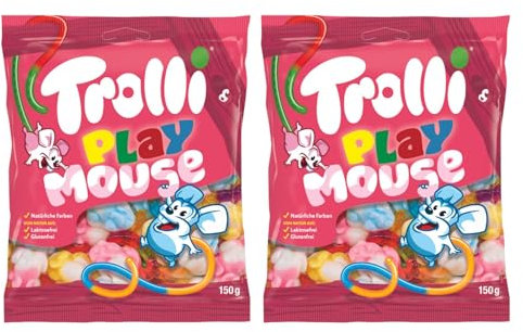 Play Mouse Gummy Foam Chewy Sweets Lactose & Gluten Free 3 Fruity Flavours 150g - 2x Share Bags