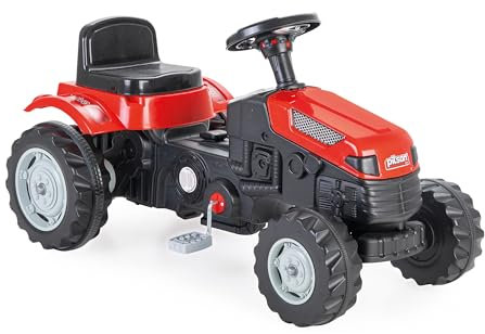 LEMODO Trettraktor ab 3 Jahre | Kinder Traktor in rot| Traktor zum draufsitzen | Kindertraktor mit Kettenantrieb | Trampeltrecker mit Hupe | Trettrecker für drinnen und draußen