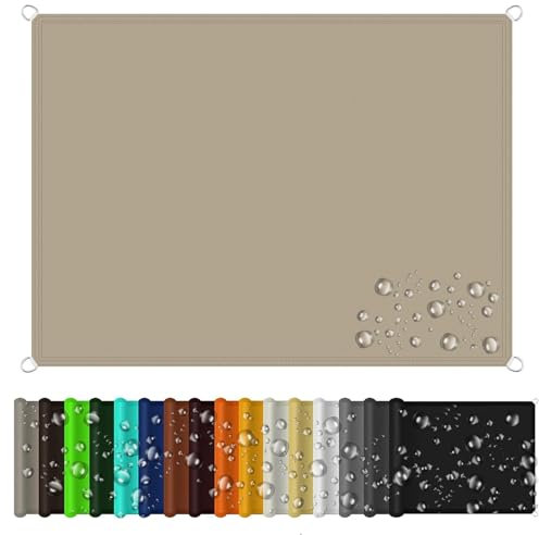 Sonnenschutz Balkon 4 x 10 m Rechteckig Segeltuch Pergola Überdachung Plane 98% Uv-Schut Wetterschutz mit Seil für Garten Terrasse Outdoor Camping, Taupe