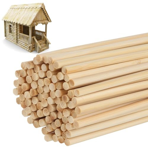 100 Pcs Batonnet en Bois, Baguette Bois, 300mm x 6mm Bâtonnets de Bois, Bâtonnets en Bois pour Bricolage, Bâtonnets Bois pour Sucette Barbe à Papa, Menuiserie, Modélisme DIY