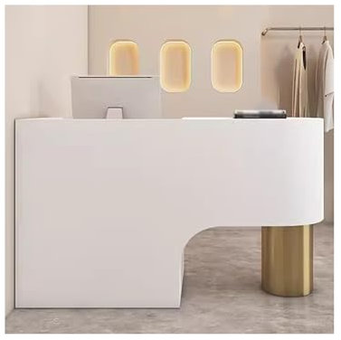 ZQQZEZ Empfangstheke Anpassbare Logo-Empfangstheke mit Theke und verschlossener Schublade für Einzelhandelsbekleidungsgeschäft(Gold,62.9x23.6x39.3in)
