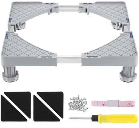 PATIKIL Soporte para Mini Nevera 4 Pies Fijos Base para Lavandería Dolly Soporte Base de Acero Inoxidable Universal Ajustable para Enfriador Lavadora Secadora 3.9-4.7 Altura