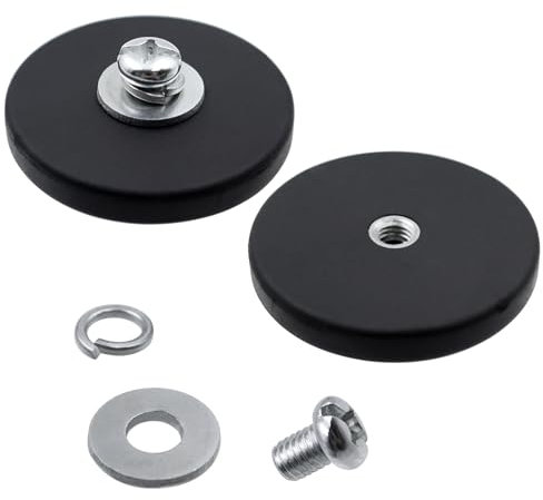 2 Stück Starke Gummiert Magnete Ø 43mm Magnet mit M6 Innen Gewinde Gummierte Magneten Magnetischer Montagesockel mit 10 kg Haftkraft für Lichtleisten Fahrzeuge Lampen Schrauben