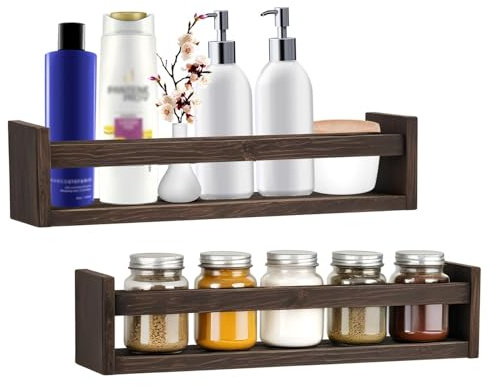 Mein-Regal Stillvolles Hängeregal Alma 2-TLG. Set Holz, Dunkelbraun | Wandregal in natürlicher Holzoptik, Elegantes Design, das Wandregal Alma besticht durch sein ansprechendes Design, regal wand