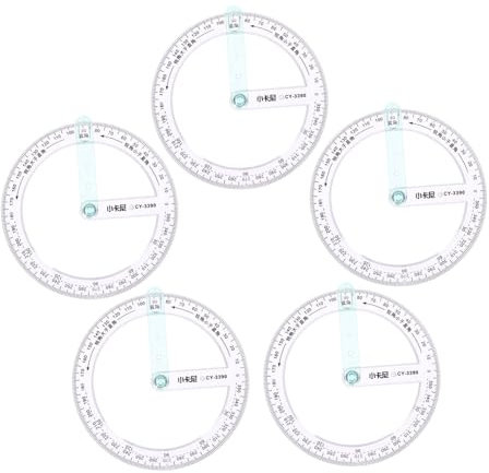 DIYEAH 5 Stück Rundes Lineal Professioneller Kreis Winkelmesser Kreis Winkelmesser Zeichenwerkzeuge Geometrie Winkelmesser 360 Grad Winkelmesser Büro Messung Winkelmesser