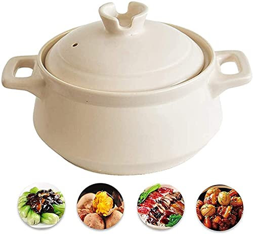 YIHANSS Ceramic Casserole Pot Casserole Dish With Lid Ceramic Round Casserole High Temperature 680 ℃ Resistant,Soup Pot For Electric Ceramic Heaters,Electric, 2.5L, White