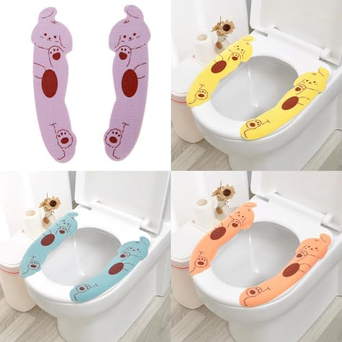 Toilet Seat Covers,4 Pairs Plush Cat Shape Toilet Seat Cushions Soft and Thicker Reusable Bathroom Toilet Seat Cushion for Universal Toilet Cover,TPR Back Adhesive