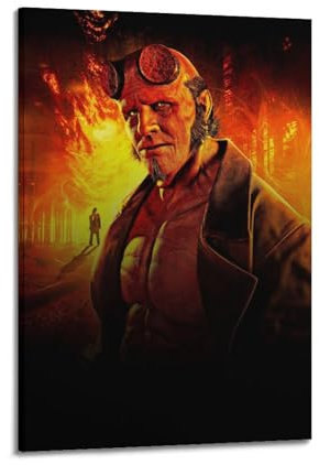 UHHYFVN Filmposter Hellboy mit krummen Männern, Wandkunst, dekoratives Gemälde, Schlafzimmer, 40 x 60 cm, Rahmenstil