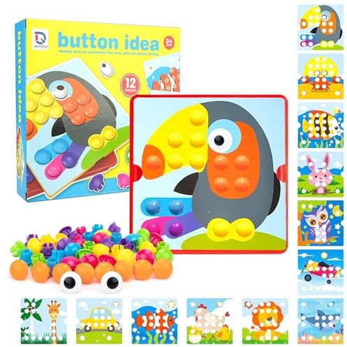 Forbabe Mosaik Steckspiel für Kinder, Kinderspiele Lernspielzeug ab 2 3 4 Jahre Motorikspielzeug, Montessori Spielzeug Lernspiele Geschenk Jungen Mädchen (C)