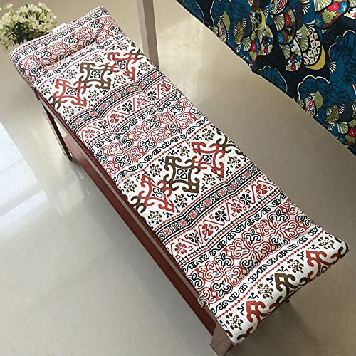 Outdoor-Bankkissen, 150 x 40 cm, mit Bändern, Terrassenmöbel, Stuhl, Sitzkissen für Veranda, Schaukel, Erkerfenster, Gartensofa, Innen- und Außenbereich, Stil 4