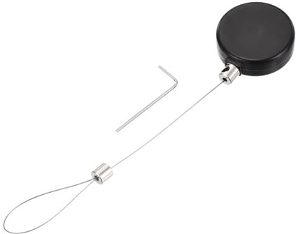 QUARKZMAN 1,8 ft Ausziehbares Kabelschloss mit Riegel Fernbedienungssicherheitsschloss mit verstellbarem Kabelhalter Diebstahlschutz für Laptop, TV, 200g, Schwarz