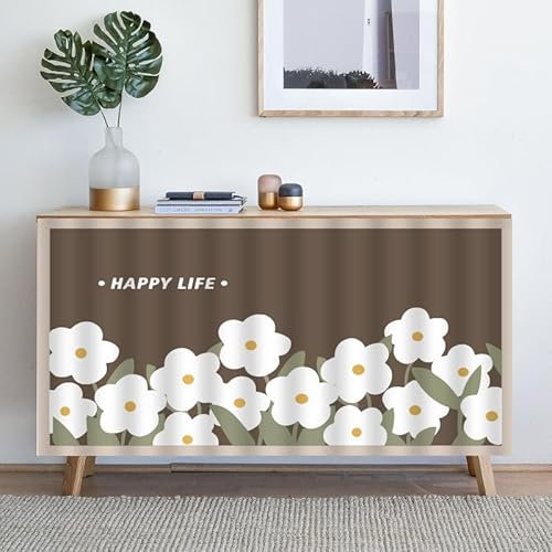 Highdi Schrankvorhang mit Klett, Schrank Vorhang Küche für Regal Selbstklebend Privatsphäre Schrankgardine für Küche, Kleiderschrank, Kommode (Frangipani,50 x 70 cm)