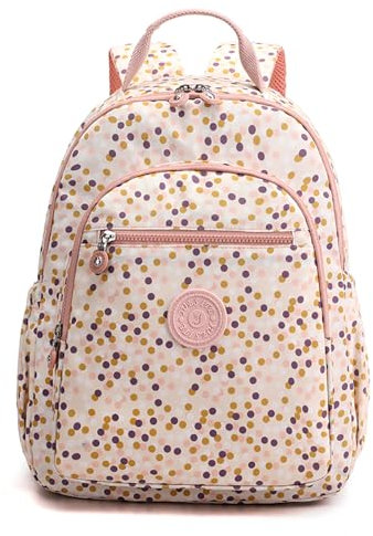 YUESITE Rucksack Damen Frauen Mode Cityrucksack Wasserdicht Leicht Casual Daypack Tagesrucksack Reisen Mädchen Schultaschen Laptop Rucksack (Bunte Punkte)