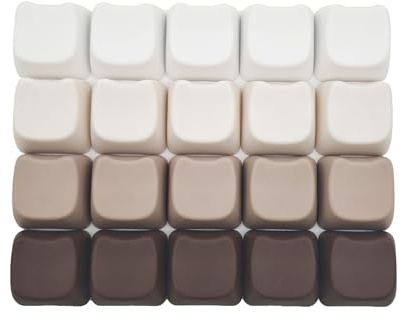 Cats Head Shaped Keycap PBT Blank Keycaps Brown Series Cute Cat Keycaps 20pcs for MX switches Mechanical Keyboard (Mixed Colors)