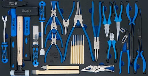 BGS 4793 | Werkstattwageneinlage XL | Hammer Zangen Meißel-Satz | 28-tlg. | Hartschaumeinlage | Schaber, Sprengringzangen, Splintentreiber, Lösewerkzeug | für Werkstattwagen XL 7 Schubladen