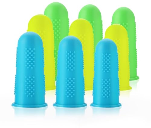 Silicone Finger Protectors for Hot Glue — Heat-Resistant to 232°C, 9 Pack | Heat-resistant silicone finger caps protect from hot glue burns up to 232°C, reusable and washable for crafts and sewing