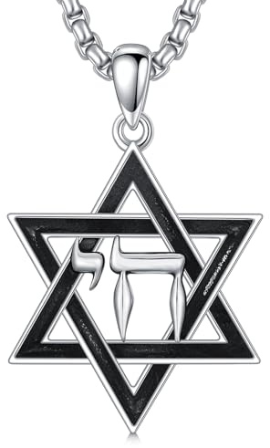 ROMANTICWORK Davidstern Kette 925 Sterling Silber Judenstern Anhänger Halskette Magen David Anhänger Yhvh Yhwh Jehovah Yahweh Hebräische Halskette Jüdischer Israel Schmuck Geschenke für Männer Damen