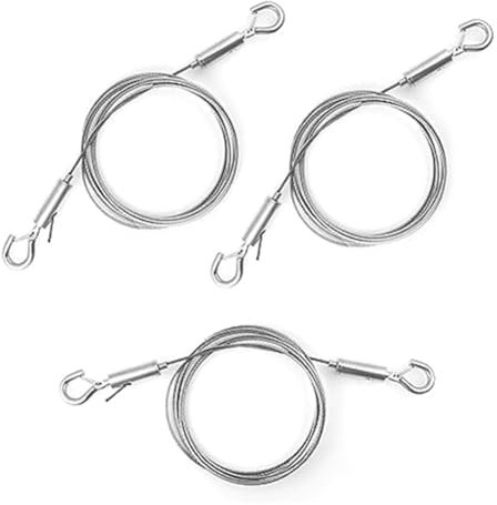 Ujjdwiurgh 3 Verstellbare Lanyards Aus Edelstahl, Wäscheleine mit Haken, Hängeleine für Bilderrahmen-Pflanzgefäß (Doppelhaken), Langlebig