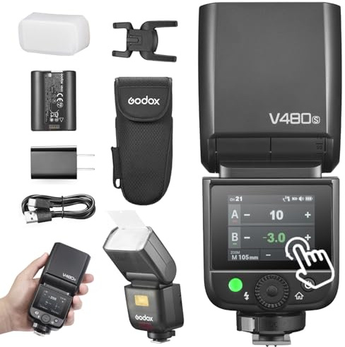 Godox V480 Flash V480S Camera Flash, Built-in Lithium Battery, 1/8000 HSS, 2.4GX Wireless TTL, 1.7s Recycle Time, 650 Full Power Pops for Sony Camera (V480S)