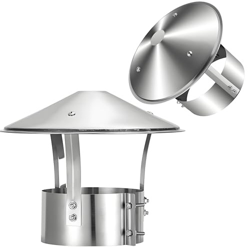 Stainless Steel Chimney Caps and Cowls, 75mm-315mm Boiler Flue Rain Cover, Guard Outside Vent Hood, Stove Pipe Topper(160mm/6.3in)